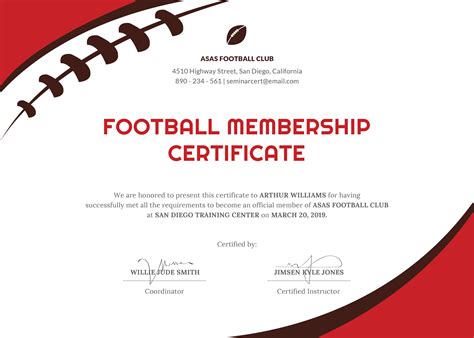 Free Football Certificate Template